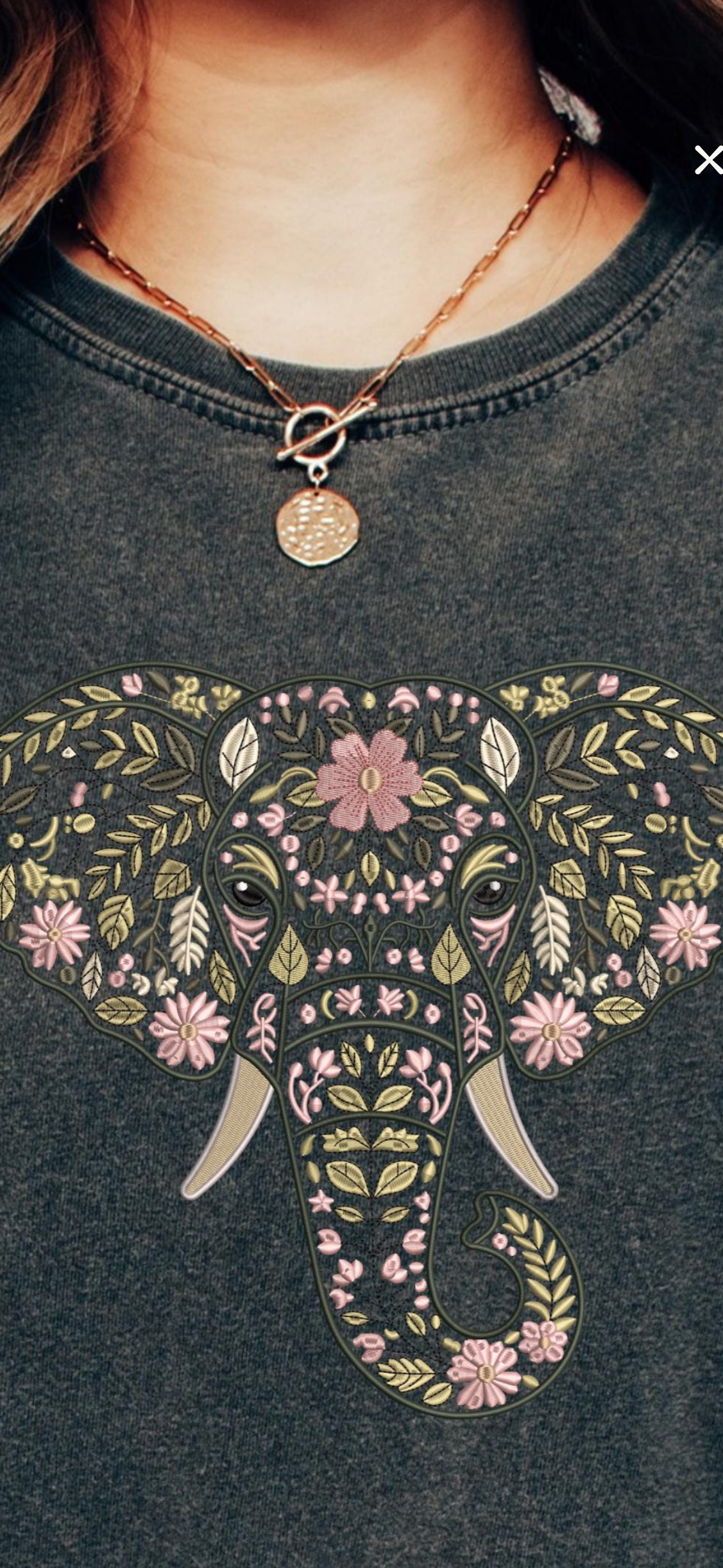 Floral Elephant Embroidered Sweater
